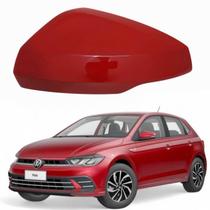 Capa Retrovisor Polo 2018 2019 2020 2021 2022 2023 2024 Lado Esquerdo Vermelho Tornado