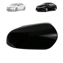 Capa retrovisor toyota corolla 2014 a 2017 com furo pisca black piano lado esquerdo