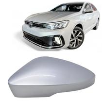 Capa Retrovisor Virtus Highline 2021 2022 2023 2024 2025 Lado Esquerdo Prata Sirius Original