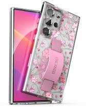 Capa revestida com laço para Samsung Galaxy S24 Ultra com alça de mão Capa revestida com laço para Samsung Galaxy S24 Ultra com alça de mão