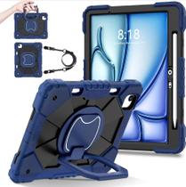 Capa Robusta com Alça para Ipad Air 11 (M2 M3) Anti Choque Impacto Azul Capa Robusta com Alça para Ipad Air 11 (M2 M3) Anti Choque Impacto Azul