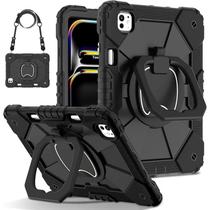 Capa Robusta com Alça para Ipad Air 11 (M2 M3) Anti Choque Impacto Preta Capa Robusta com Alça para Ipad Air 11 (M2 M3) Anti Choque Impacto Preta