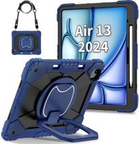 Capa Robusta com Alça para Ipad Air 13 (M2 M3) Anti Choque Impacto Azul Capa Robusta com Alça para Ipad Air 13 (M2 M3) Anti Choque Impacto Azul