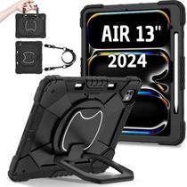 Capa Robusta com Alça para Ipad Air 13 (M2 M3) Anti Choque Impacto Preta Capa Robusta com Alça para Ipad Air 13 (M2 M3) Anti Choque Impacto Preta