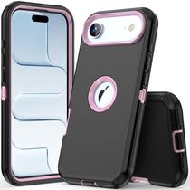 Capa robusta COOYA para iPhone Air de 6,5" à prova de choque, 3 camadas, preta+rosa Capa robusta COOYA para iPhone Air de 6,5" à prova de choque, 3 camadas, preta+rosa