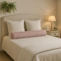Capa Rolo Decorativo 1,60m Cama Casal Queen Suede Aveludado