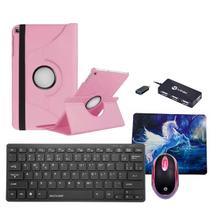 Capa Rosa p/ Tablet Samsung A7 T500 T505 kit Teclado e Mouse p/ estudo trabalho - Commercedai
