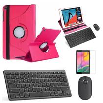 Capa Rosa, Teclado Mouse Preto, Pel Galaxy A8 X200/205 10,5"