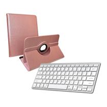 Capa rose Giratória p/ Tablet Samsung X200 A8 + Teclado Bluetooth compacto