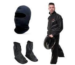 Capa Roupa Chuva + Polaina Galocha + Capuz Touca Ninja Vestimenta Vestuário Jaqueta Calça Pioneira Flex Pvc Preta Moto Motoqueiro Capa Roupa Chuva + Polaina Galocha + Capuz Touca Ninja Vestimenta Vestuário Jaqueta Calça Pioneira Flex Pvc Preta Moto Motoqueiro