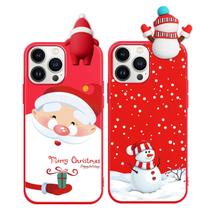 Capa RUMDEY para iPhone 15 Pro, pacote com 2 bonecas 3D de Natal, TPU
