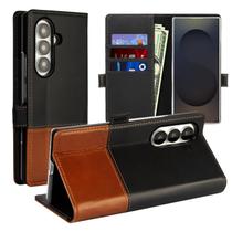 Capa Rumwot para Samsung Galaxy Z Fold 7 de couro retrô preta/marrom Capa Rumwot para Samsung Galaxy Z Fold 7 de couro retrô preta/marrom