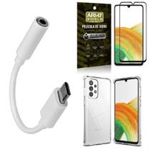 Capa Samsung A33 5G + Adaptador Fone Tipo C/P2 + Película 3D