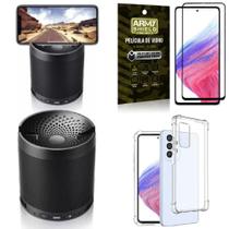 Capa Samsung A53 + Som Bluetooth Potente Q3 + Película 3D