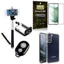 Capa Samsung S22 Plus + Bastão Selfie Bluetooth +Película 3D - Armyshield