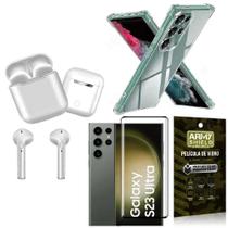 Capa Samsung S23 Ultra + Fone Ouvido Bluetooth + Película 3D