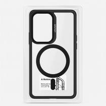 Capa samsung s25 ultra stand acrilica luxo com suporte e lente de camera preta