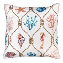 Capa Sarja P/ Almofada Estampa Marítima Coral do Mar 45x45 Capa Sarja P/ Almofada Estampa Marítima Coral do Mar 45x45