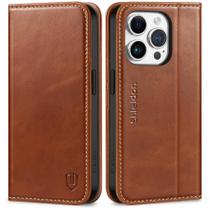 Capa SHIELDON para iPhone 15 Pro 6.1 em couro genuíno marrom Capa SHIELDON para iPhone 15 Pro 6.1 em couro genuíno marrom