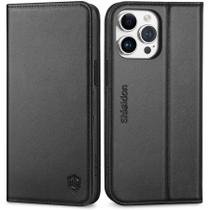 Capa SHIELDON para iPhone 15 Pro Max 6,7" em couro genuíno preta