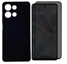 Capa Silicone Aveludada + Película Privacidade Fosca para Moto G75 5g