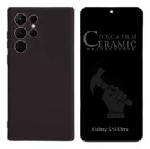 Capa Silicone Aveludada + Película Privacidade Fosca para Samsung Galaxy S26 ULTRA 5G