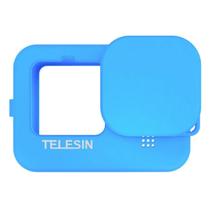 Capa Silicone Azul + Cordão e Tampa GoPro 9/10/11/12/13 - Telesin