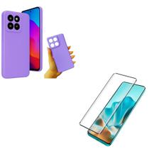 Capa Silicone Case Lilás + Película 3D Curvada Tela toda para Moto Edge 60 Pro