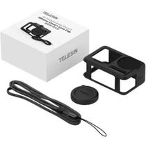 Capa Silicone DJI Osmo Action 5 Pro / Action 4 / Action 3 + Cordão Ajustável + Tampa Protetora para Lente