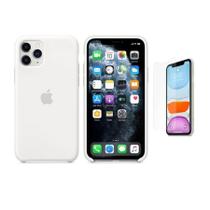 Capa Silicone iPhone 11 Pro Max 6,5" Branco + Pel