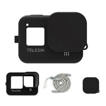 Capa Silicone Preto + Cordão GoPro 9/10/11/12/13 Black - Telesin Capa Silicone Preto + Cordão GoPro 9/10/11/12/13 Black - Telesin