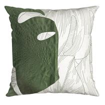 Capa Silk Home 600 com Bordado e Aplicacao 43 Cm X 43 Cm Verde / Branca