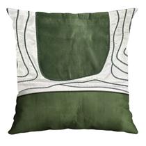 Capa Silk Home 602 com Bordado e Aplicacao 43 Cm X 43 Cm Verde / Branca