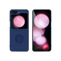 Capa Slim Acrílico Aveludado Luxo Para Galaxy Z Flip 5 - Capinha Suporte Anel Magnético