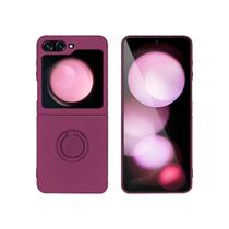 Capa Slim Acrílico Aveludado Luxo Para Galaxy Z Flip 5 - Capinha Suporte Anel Magnético