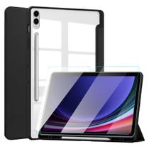 Capa Slot Caneta p/ Galaxy Tab S9 Plus + Vidro Preto 12.4 - 2023