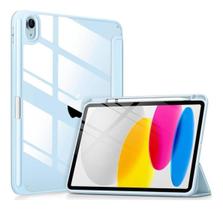 Capa Slot De Caneta Para iPad 10ª Geração A2696 + Película Cor Rosa-claro