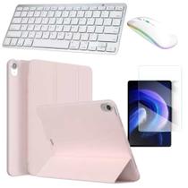Capa Smart Proteção Rosa Para iPad 10a 2022 + Teclado + Mouse + Pelicula