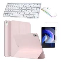 Capa Smart Rosa P/ iPad 10a 2022 + Teclado + Mouse + Pel. Capa Smart Rosa P/ iPad 10a 2022 + Teclado + Mouse + Pel.
