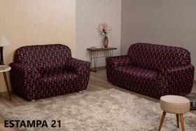 Capa sofá 3 e 2 lugares agarradinha Estampada