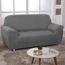 Capa Sofá 3 Lugares Avulsa Malha Costura Reforçada Cor Cinza