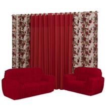 Capa Sofá 3x2 Lugares + Cortina Florata 2mts Várias Cores Capa Sofá 3x2 Lugares + Cortina Florata 2mts Várias Cores