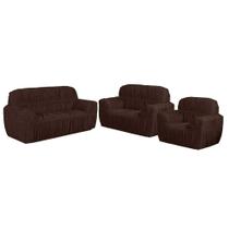 Capa sofa 3x2x1 lugares malha gel 21 elasticos tabaco