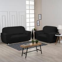 Capa Sofá Coladinha Spandex Top 2 e 3 Lugares Sofa Grande Malha Gel Preto