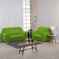 Capa Sofá Coladinha Spandex Top 2 e 3 Lugares Sofa Grande Malha Gel Verde