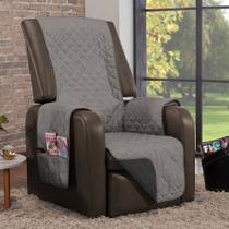 Capa Sofá Dupla Face 1 Lugar Cinza-Preto Exclusiva