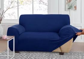 Capa Sofa Relex com elastico 2 e 3 lugares azul