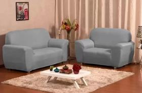 Capa Sofa Relex com elastico 2 e 3 lugares cinza