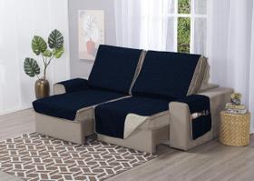 Capa Sofá Retrátil Protetor 4 Lugares 2,40M Assento Dupla