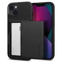 Capa Spigen Slim Armor CS para iPhone 13 - Compartimento para Cartão - Preta